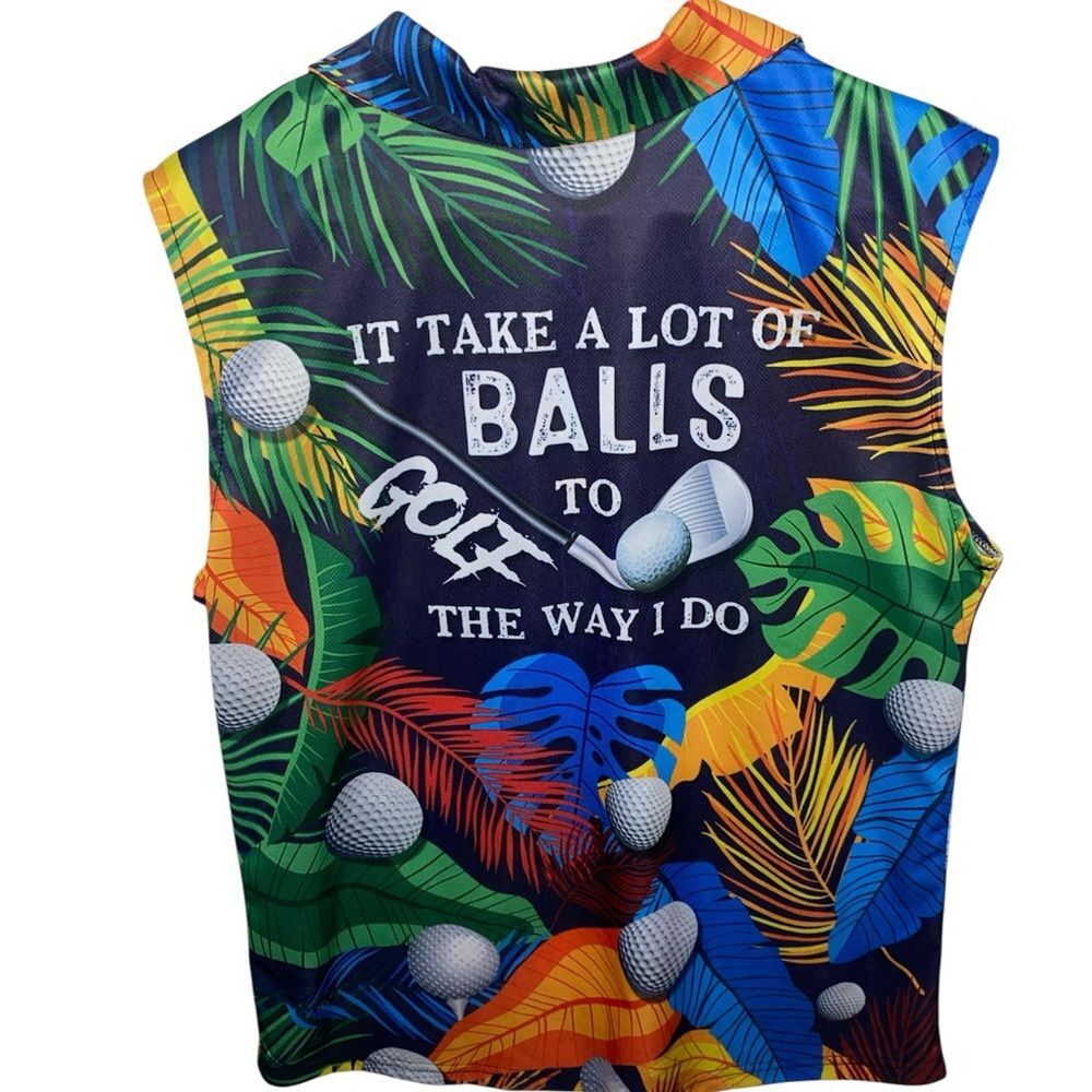 Women’s Tropical Sleeveless Golf Polo Tee - Picture 3 of 4